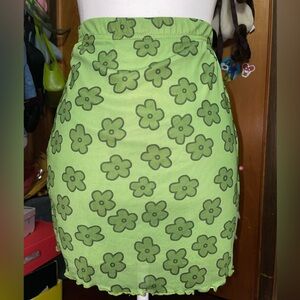 Green floral print skirt
